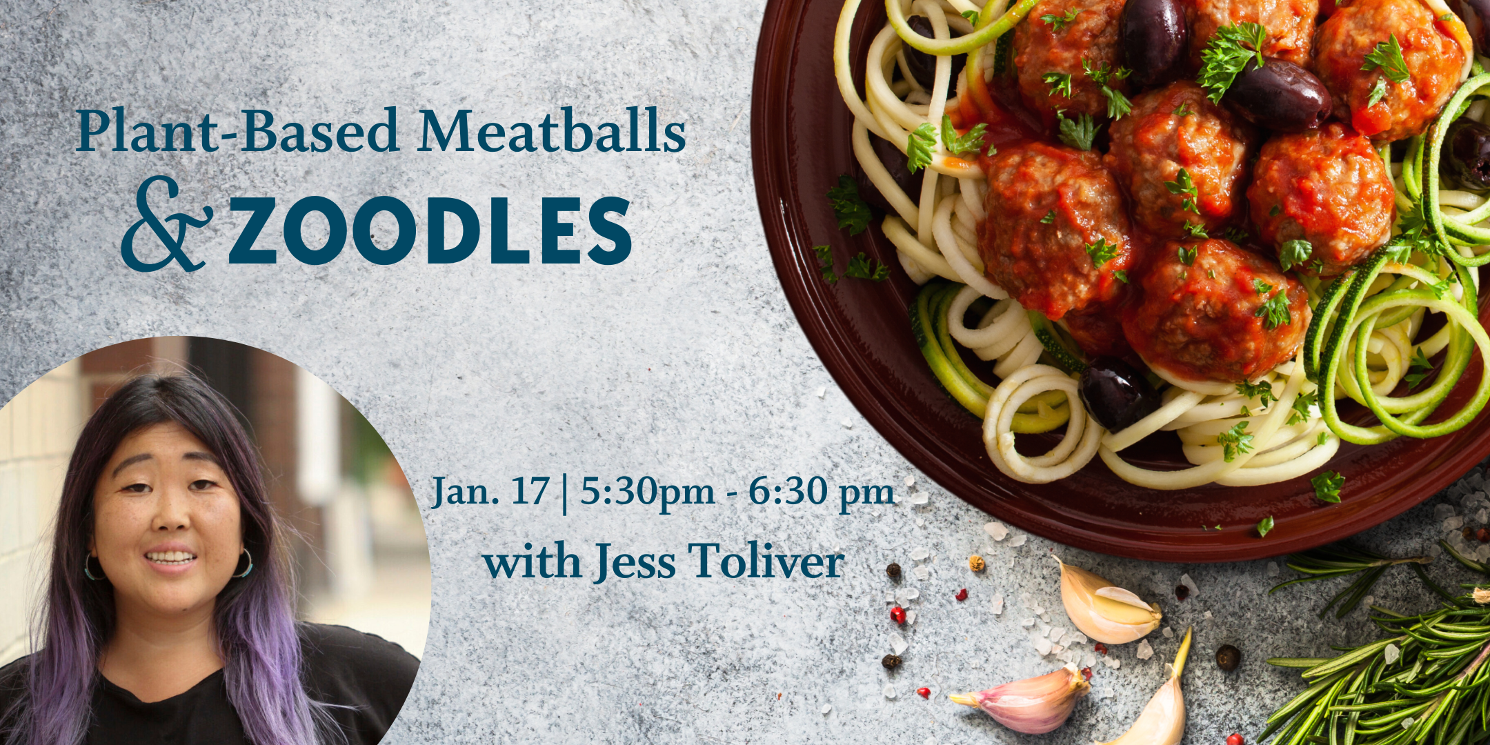 Image for Virtual Class: Quinoa Mushroom Meatballs and Zoodles