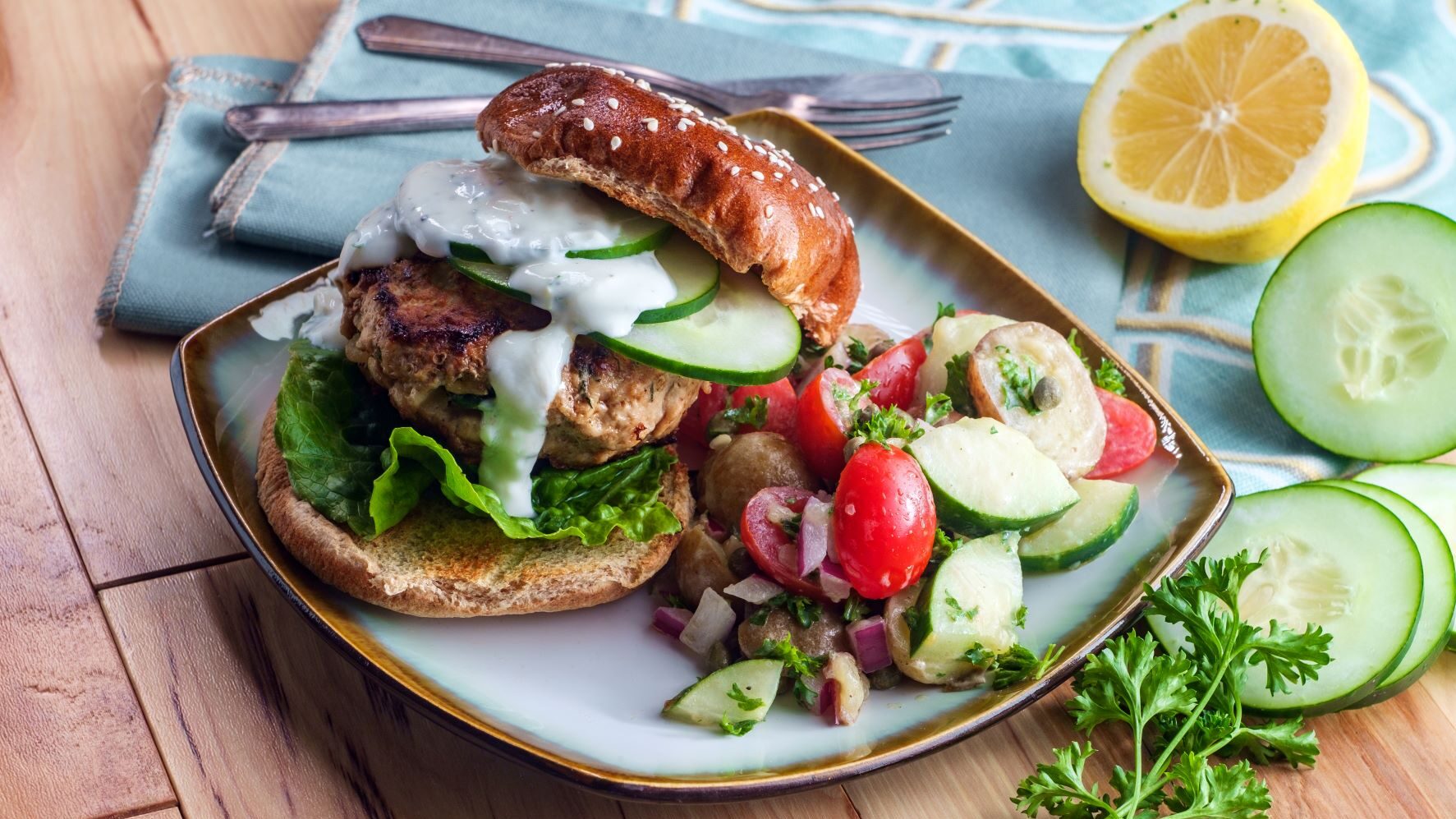 Image for Greek Turkey Burger with Tzatziki Sauce